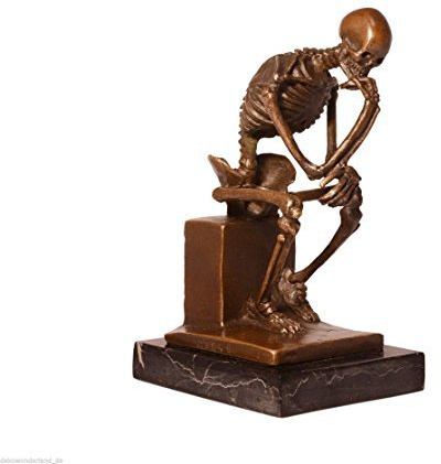 dekowonderland Bronsfigur bronsfigur staty skulptur skelett gotisk antik stil H 14,5 cm
