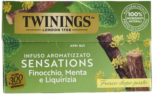 TWININGS Infusión con sabor a hinojo, menta y regaliz, 20 bolsas