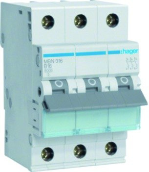 Hager MBN316 Leitungsschutzschalter 3 polig 6kA B-Charakteristik 16A 3 Module (4)