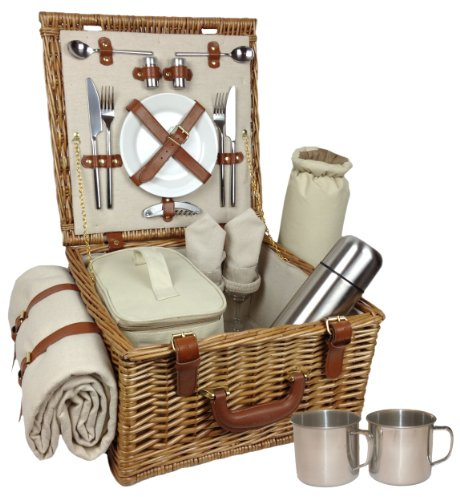 Red Hamper Unisex Deluxe Voll ausgestattete traditionelle Picknick-Korb, Braun, Medium / 2 Personen