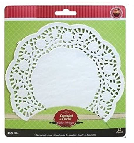 SET DI 12 PEZZI - SOTTOTORTA CENTRINO CARTA DOLCI Pasticceria colore BIANCO - Diametro 32 cm