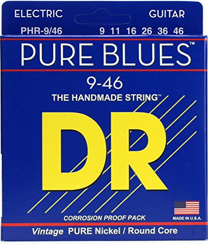 DR-strängar PURE BLUES™ – strängar för elektrisk gitarr av ren nickel: Lätt till medium 9-46