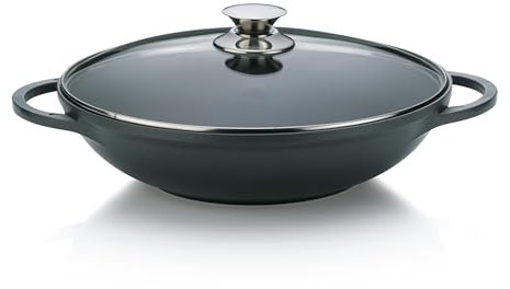 kela 15157 Wok + Couvercle, fonte d'aluminium compatible induction, diamètre 32 cm, contenance 4 litres, 'Kerros' 15157