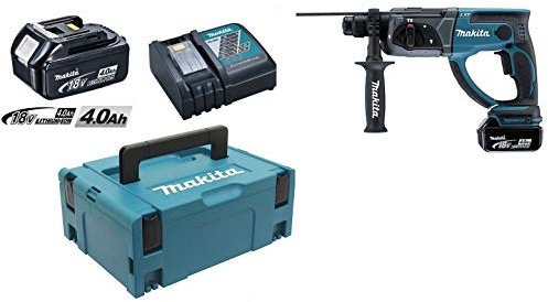 Makita Akku-Kombihammer f. SDS+ 18 V im Makpac mit 2 Akkus 4,0 Ah + Ladegerät
