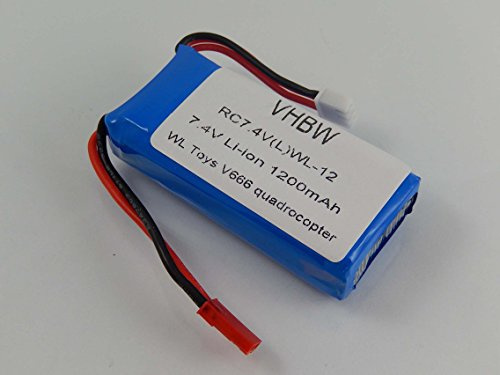 vhbw Akku kompatibel mit Wltoys V666 | Quadrocopter Drohne Multicopter Quadrocopter (1200mAh, 7,4V, Li-Ion)