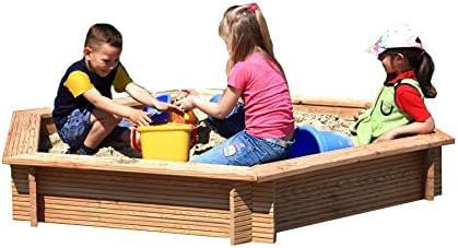 Gartenpirat Sandkasten 6-eckig aus Holz Lärche unbehandelt Ø 230 cm TÜV geprüft
