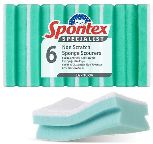 Spontex Specialist Non Scratch Washing Up Sponge Scourers | XL | Reusable & Versatile for Professional Cleaning | 6 Pack