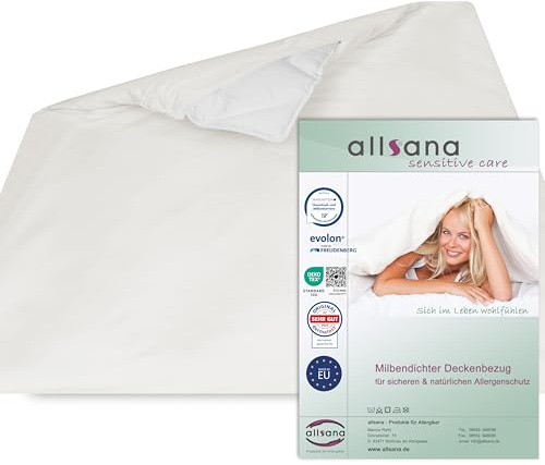 Allsana Allergiker Deckenbezug 200x220 cm | Allergie Bettwäsche | Anti Milben Encasing | Milbenschutz für Hausstauballergiker | allergendichter Bettdecken Zwischenbezug | Hohenstein Zertifiziert