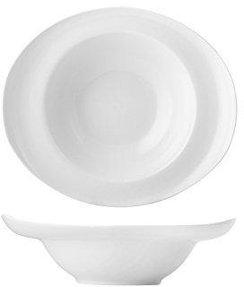 H&H Taza de Porcelana Blanca Ovalada c/m cm24