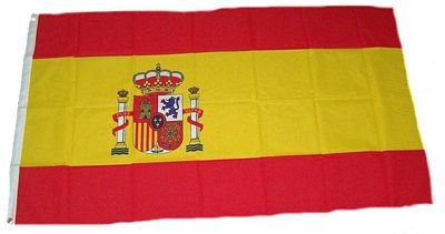 Flaggenking Spanien mit Wappen, wetterfest Flagge Fahne, Mehrfarbig, 150 x 90 x 1 cm