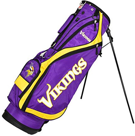 Team Golf NFL Minnesota Vikings Fairway Golf Stand Bag, Lightweight, 14-way Top, Spring Action Stand, Insulated Cooler Pocket, Padded Strap, Umbrella Holder & Removable Rain Hood