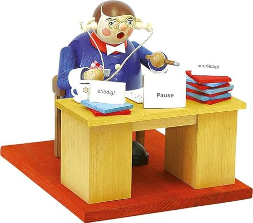 Räuchermann original Erzgebrige Räuchermännchen Richard Glässer Seiffen Rauchmann Beamter mit Schreibtisch Büro, 2624