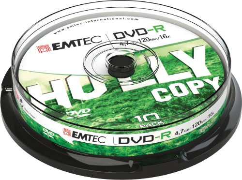 Emtec ECOVR471016CB Confezione da 10 DVD-R, 16x, 4.7 GB, Nero