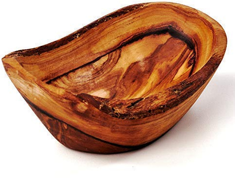 DAS OLIVENHOLZBRETT® Schälchen aus Olivenholz, oval mit naturbelassenen Rand und Rinde soweit möglich 12cm