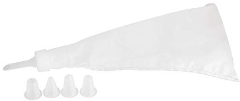 Zenker Manga Pastelera Reutilizable, Incluye 5 boquillas Intercambiables, Manga para Repostería de Polietileno y Polipropileno, 27x15cm, manga para repostería, Color Blanco, 1 ud.