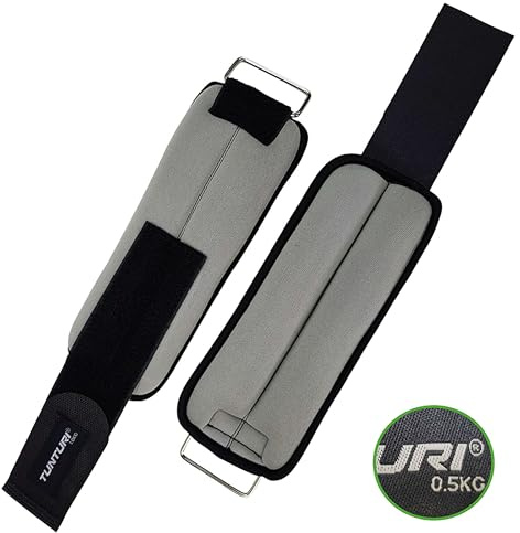 Tunturi 2er Set Gewichtsmanschetten für Handgelenk und Knöchel, mit 0,5 kg oder 1 kg Gewicht, für Training, Yoga, Pilates, Joggen