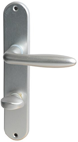 Alpertec aluminium Ray II - LS Langschildgarnitur für Badtüren in eloxiert WC mit Sperrriegel, 78 mm, silber, 40362030PO