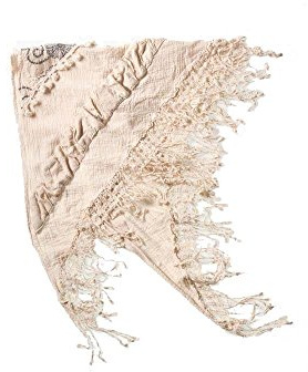 Modassori Dreiecksschal, Artikelname Outdoor, 100 Prozent Baumwolle,150 x 45cm, 10cm Fransen, Naturweiss