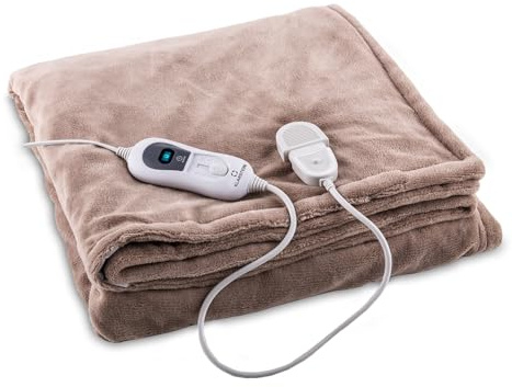 Klarstein Sherlock Elektrische Heizdecke, 120 W, waschbar, 180 x 130 cm, braun cremefarben