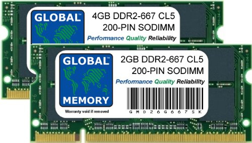 6GB (4GB + 2GB) DDR2 667MHz PC2-5300 200-PIN SODIMM MEMORIA RAM KIT PARA MACBOOK (FINALES DE 2007 - PRINCIPIOS DE/FINALES DE 2008 - PRINCIPIOS DE 2009) & MACBOOK PRO (MEDIADOS/FINALES DE 2007 - PRINCIPIOS DE 2008)