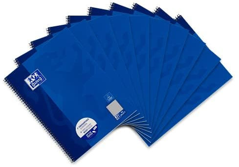 Oxford Collegeblock A4 kariert mit Rand links, 80 Blatt, blau, 10 Stück