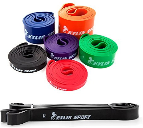 KYLIN SPORT Widerstandsband für Training/Yoga/Pilates, Unterstützung bei Klimmzügen, elastisches Band für Crossfit/Gymnastik/Kraftdreikampf, RB01, Black - 25 to 65 Pounds (3/4 x 41)