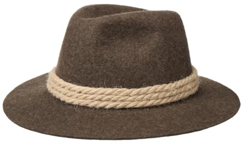 Ur-Tiroler Trachtenhut - Almhut Herren/Damen - Wanderhut aus 100% Wollfilz - Oktoberfesthut mit RIpsfutterband - Tirolerhut Sommer/Winter - Filzhut braun 61 cm