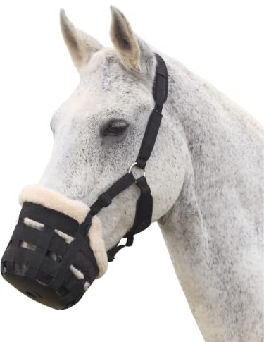 Deluxe-Weidenmaulkorb von Shires für Pferde, aus Nylon Cob schwarz