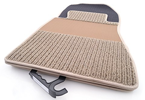 Fußmatten kompatibel mit Mercedes 190 W201 Premium Automatten Autoteppich Original Qualität, Rips Ripsmatten 4-teilig, Beige mit Absatzschoner
