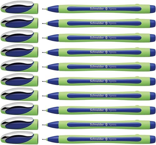Schneider Xpress Fineliner (Strichstärke 0,8 mm, dokumentenecht) 10er Packung blau
