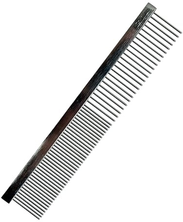 Ancol Ergo Metal Comb - Silver Grooming Tool for Dogs and Cats - Dual Sided Stainless Steel Pins for Detangling and Smoothing - Gentle on Skin - 7 Size