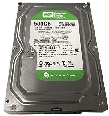 Western digital Caviar Green 500GB - Hard Drive (Serial ATA II, 500 GB, 8.89 cm (3.5), 3.9W, 1.1W, 5.3 W