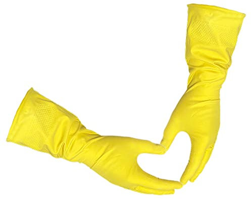 Taglia L: 12 paia (24 guanti) 30,5 cm Gloves Legend giallo foderato in lattice per la pulizia della cucina della casa guanti di gomma - 18 mil