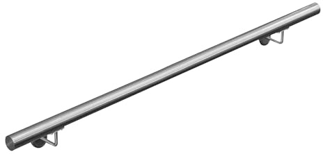 Handlauf Treppengeländer aus Edelstahl Geländer Wandhandlauf Brüstung V2Aox | 160 cm, Durchmesser: 4,2 cm, Rostfrei & Wasserfest, Inklusive Montagematerial, Halter
