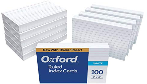 Oxford 41 (1000 PK) Ruled Index Cards, 4 x 6, White, 1,000 Cards (10 Packs of 100) (41)