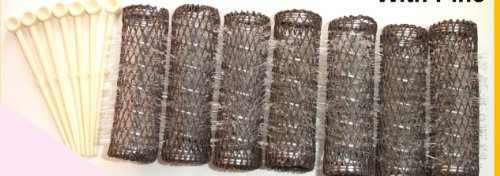 2 Packs (14 total) MEDIUM BRUSH ROLLERS & PINS Hair Curlers Bristles 2 1/2x 3/4 NEW