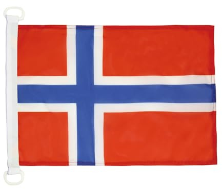 AZ FLAG Bootsflagge Norwegen 45x30 cm Mesh-Polyester Kunststoffringe | Für außen und Boote Norwegische Bootsflagge Norge wetterfest mit doppelten Nähten und verstärkten Kanten