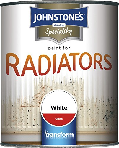 Johnstone's - Speciality Paint for Radiators - White - Gloss - Water Colour - Quick Drying - Suitable for Hot Water Pipes - 7m2 Coverage per Litre - 750ml | Suitable for Radiators & Metal Pipes, No Primer Needed, Heat Resistant, Solvent Based Formula, 13m2 Coverage Per Tin