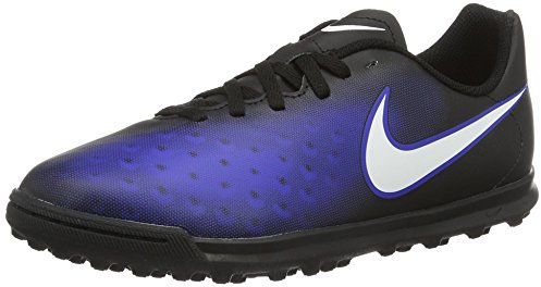 Nike Mixte Enfant Magista X Ola II TF Chaussures de Football en Salle, Bleu Black White Paramount Blue Hyper Orange, 35.5 EU
