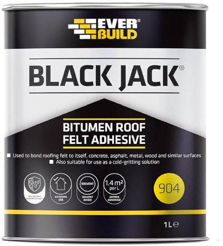 Everbuild Black Jack 904 Roof Felt Adhesive – High Strength – Black – 1 Litre