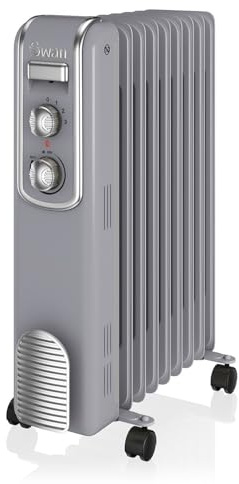 Swan 9 Finned Oil Filled Radiator, Grey, SH60010GRN