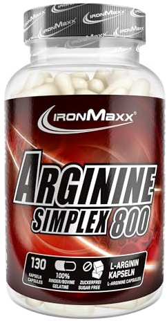 IronMaxx Arginina Simplex 800 Aminoácido L-Arginina- 130 Cápsulas (1 paquete)
