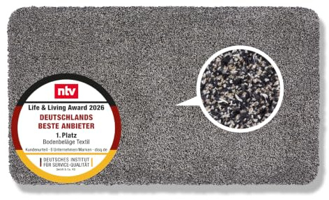 Rutschfeste Schmutzfangmatte innen waschbar Anthrazit 75x130cm rechteckig | Saugfähige Sauberlaufmatte Innenbereich Entra SAUGSTARK pflegeleicht Sauberlaufmatte 100% Baumwolle Türmatte robust Fußmatte