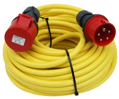 CEE Starkstromkabel 25m 400V / 16A K35-N07V3V3-F 5x2,5mm² IP44 Phasenwender | mit Phasenwender-Stecker und Kupplung aus dem Hause PCE