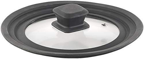 Rosenstein & Söhne Topfdeckel Silikon: Universal-Silikonrand-Glasdeckel für Töpfe & Pfannen mit Ø 16-20 cm (Universal Topfdeckel Silikon, Deckel für Pfannen, Pfanne)