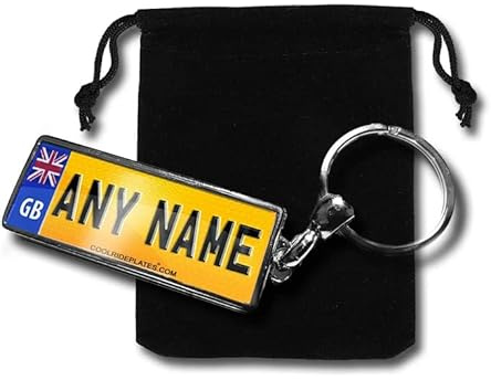 Coolrideplates Double Sided Personalised Number Plate - Licence Plate Keychain - Custom Mini Car Plate Keyring with Name - Ideal for New Car Owners or Just Passed Driving Test Gift