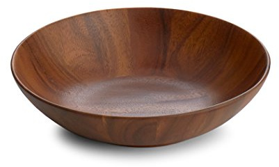 Nambé Skye Wood Salad Bowl – Compact Acacia Wood & Small Individual Serving Dish, Smooth Finish, Elegant & Durable, Featuring Natural Grain – Casual to Formal Dining, 9-Inch x 2-Inch Tableware