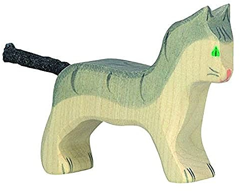 Holztiger Katze, klein, grau, 80056
