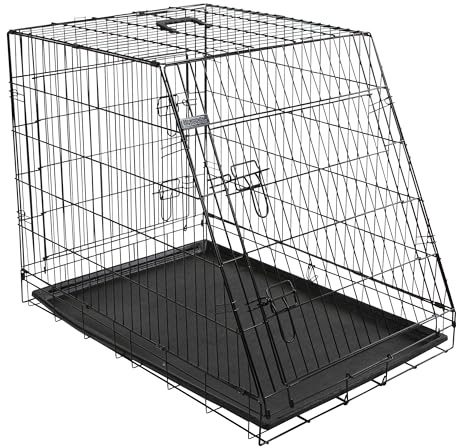 Kerbl Pet zweitürige Gittertransportbox | Schwarz, 107 × 74 × 85 cm, Metallbox mit zwei Türen und herausnehmbarer Kunststoffwanne für Hunde