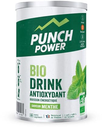 PUNCH POWER - Biodrink Antioxydant - Menthe - Pot 500 g - Boisson Glucidique de l'effort - Riche en Vitamines - Bio - Sans Gluten - Marque Française